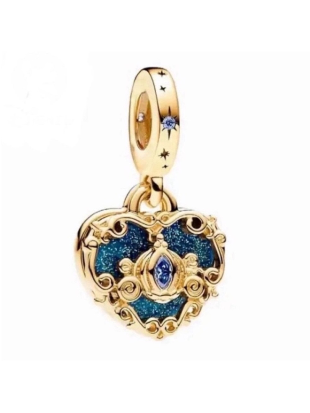 Disney Gold Cinderella carriage Heart Charm